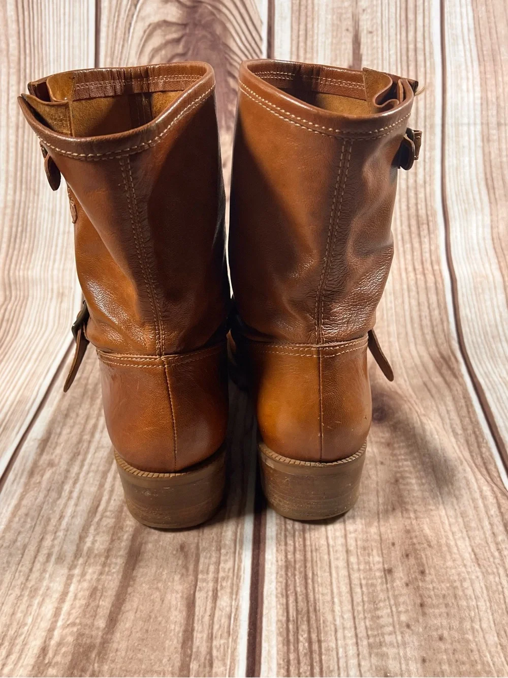 Michael Kors Women's Tan Leather Mid-Calf Buckle Boots